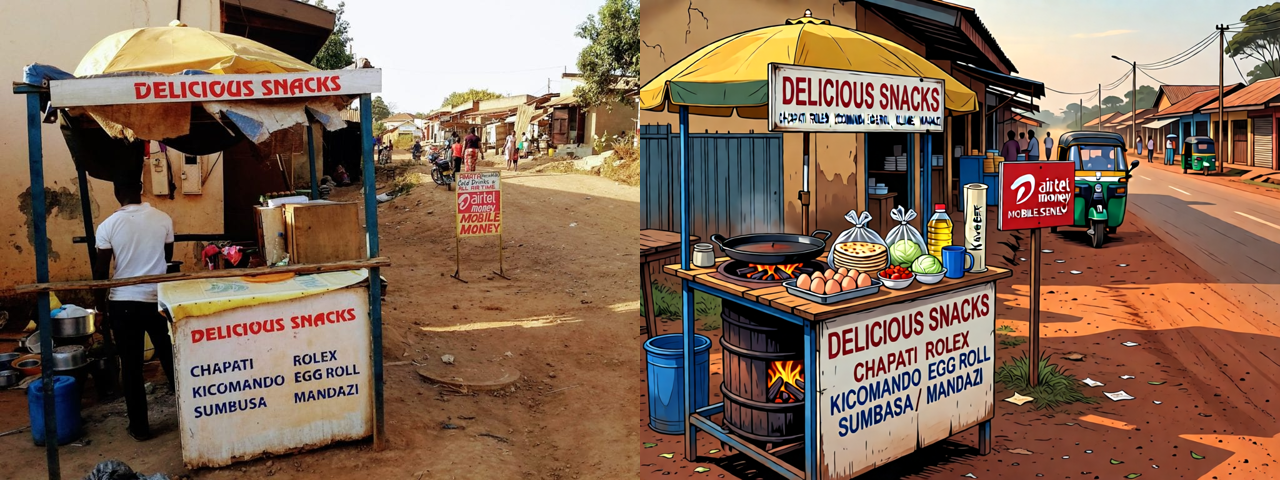 Reference photo (left) → the stand plate (right)