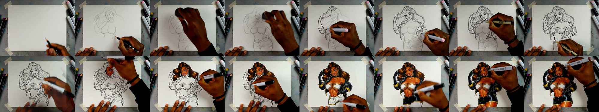 The three-part speedpaint, frame strip