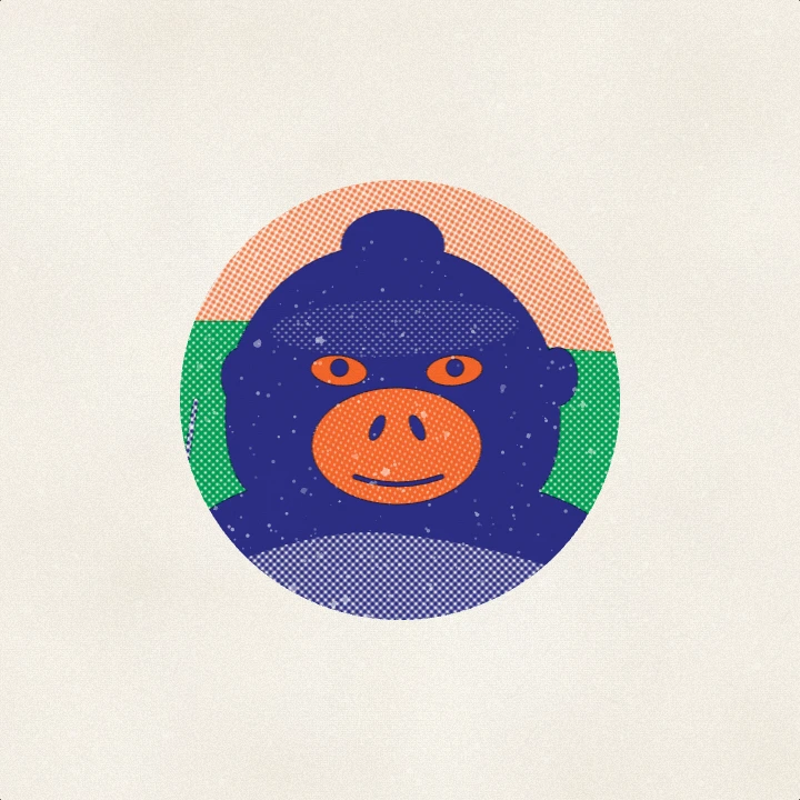 The gorilla scene rebuilt so the whole head reads inside the disc