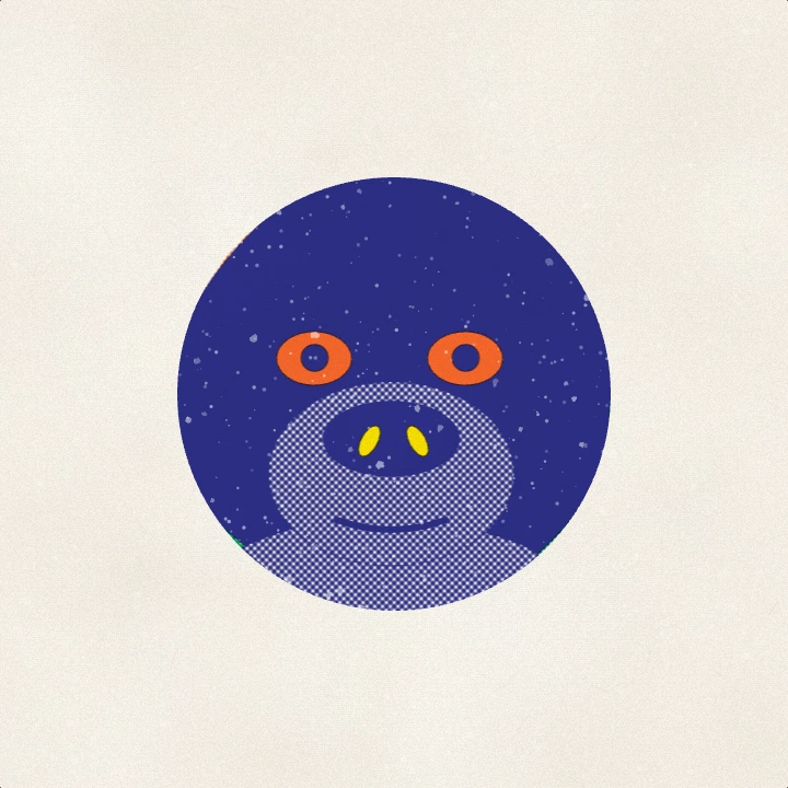 A gorilla scene that reads as a circle with two orange rings